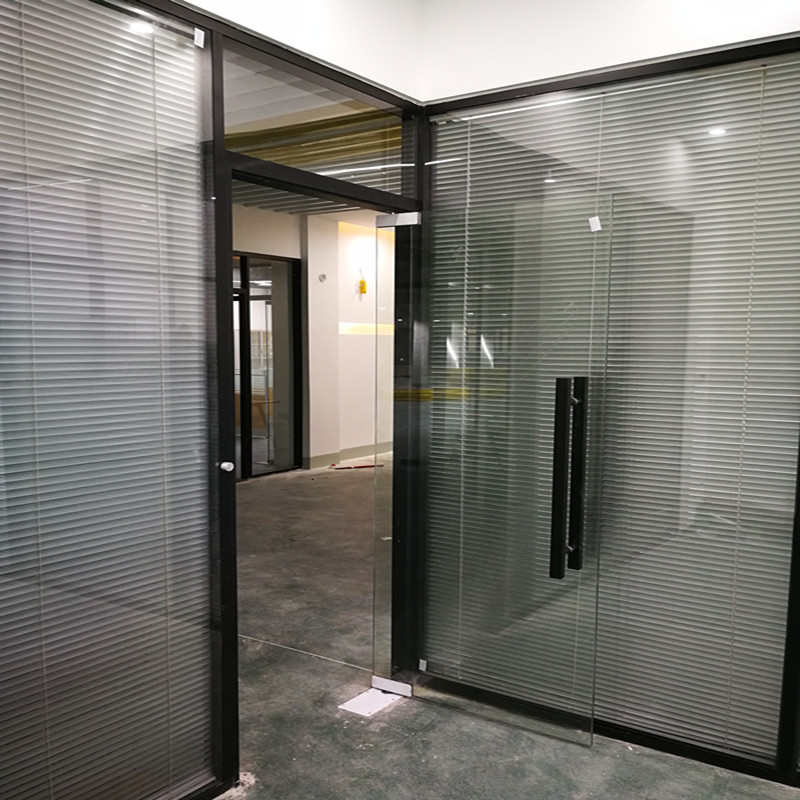 办公室玻璃隔断墙铝合金双层百叶隔音磨砂屏风车间隔墙铝型材玻璃
