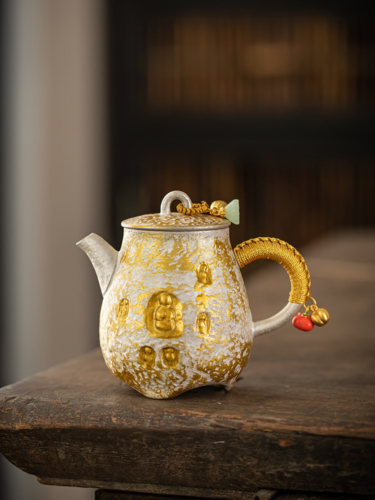 荏仟堂手工茶壶鎏银壶悟道壶功夫茶具中式泡茶陶瓷茶具国风泡茶壶