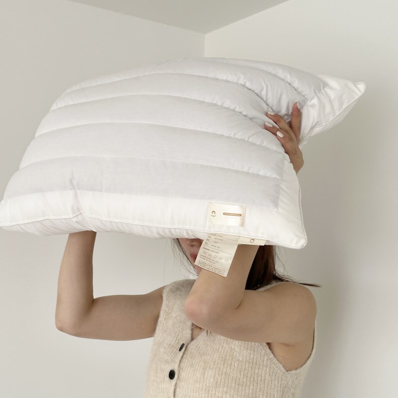 美式全棉磨毛荞麦枕芯简约白宽边两用枕头 家用枕48*74cm【一只装