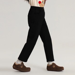 童装女童秋冬季新款百搭加绒裤子中大儿童弹力修身加厚牛仔烟管裤