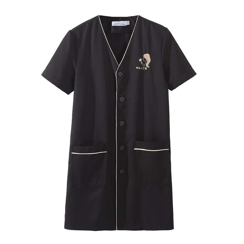 医美皮肤管理工作服女春秋款短袖美容师高端白大褂印字定制logo
