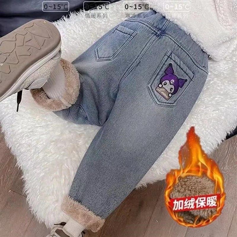 女童洋气加绒外穿秋冬季牛仔裤2024新款宝宝加厚休闲冬装儿童裤子,童装/婴儿装/亲子装,儿童牛仔裤,淘宝优惠券,粉丝福利购,淘宝优惠卷