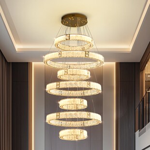 别墅复式楼挑空大吊灯客厅灯楼梯轻奢水晶灯楼中楼酒店大堂包安装