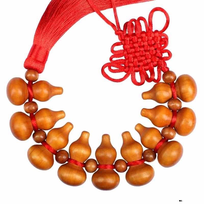 中国结桃木葫芦挂件葫芦摆件精编中国结吉祥饰品挂饰汽车挂件五福