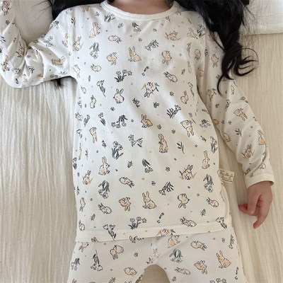 儿童秋衣秋裤套装纯棉a类女童长袖薄款睡衣男童内衣套装全棉春秋