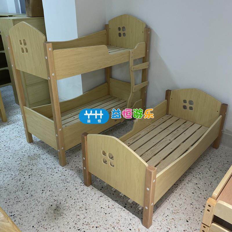 儿童木质双层高低床幼儿园木制上下铺双人床房屋造型单人午休床