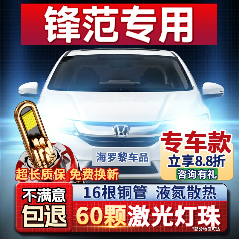 08-19适用本田锋范LED大灯泡改装激光透镜远光近光灯远近一体车灯