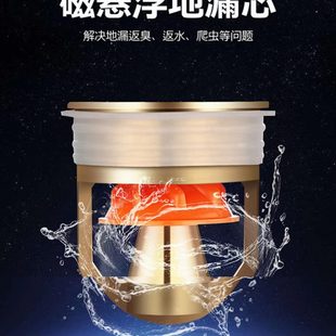 卫生间全铜防臭磁悬浮防臭地漏芯下水道密封防反味神器浴室堵口器