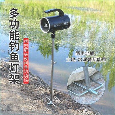 钓鱼夜钓灯支架插地万向钓鱼灯架多功能通用不锈钢灯架渔具用配件
