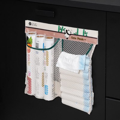 厨房垃圾袋收纳神器墙壁挂式装塑料袋子大容量柜门魔术贴储物网兜