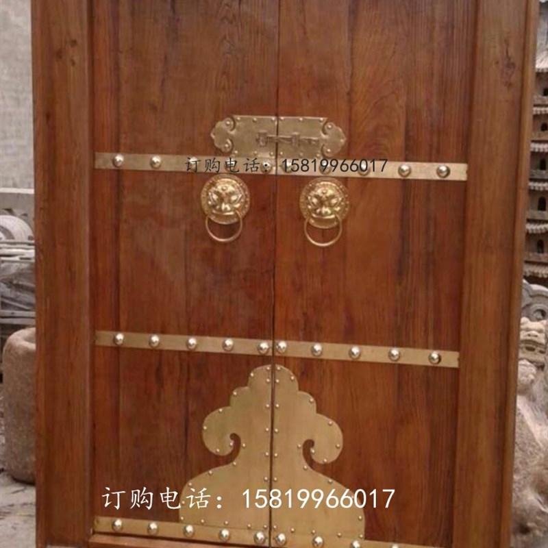 中式仿古大门纯铜配件兽头拉环大门泡钉插栓装饰如意角花直条压条