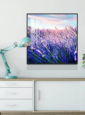 薰衣草紫色床头装饰画粉色卧室风景房间餐厅书房方形背景墙壁挂画