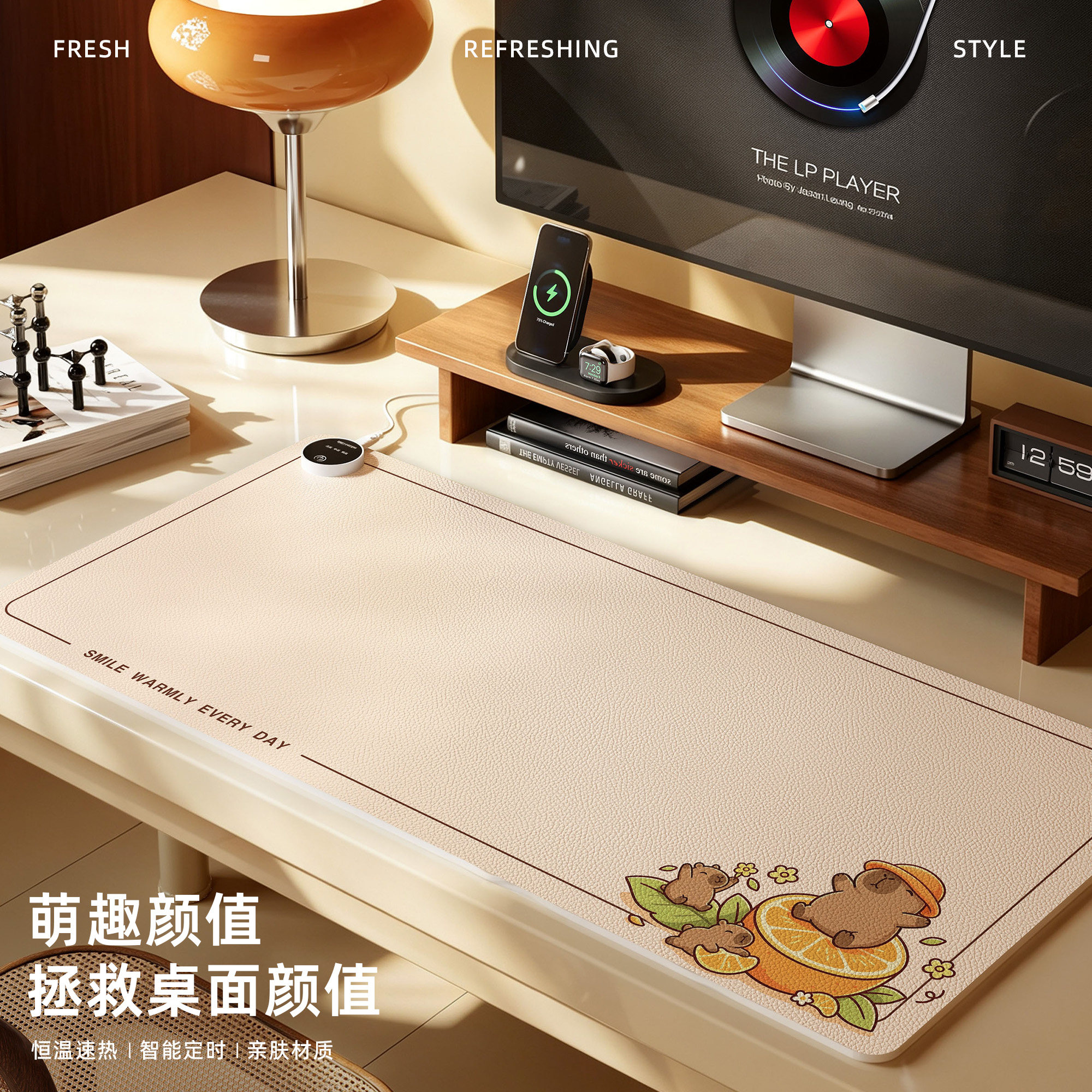 卡通加热鼠标垫办公室电脑桌面加热垫学生写字暖手垫超大发热桌垫