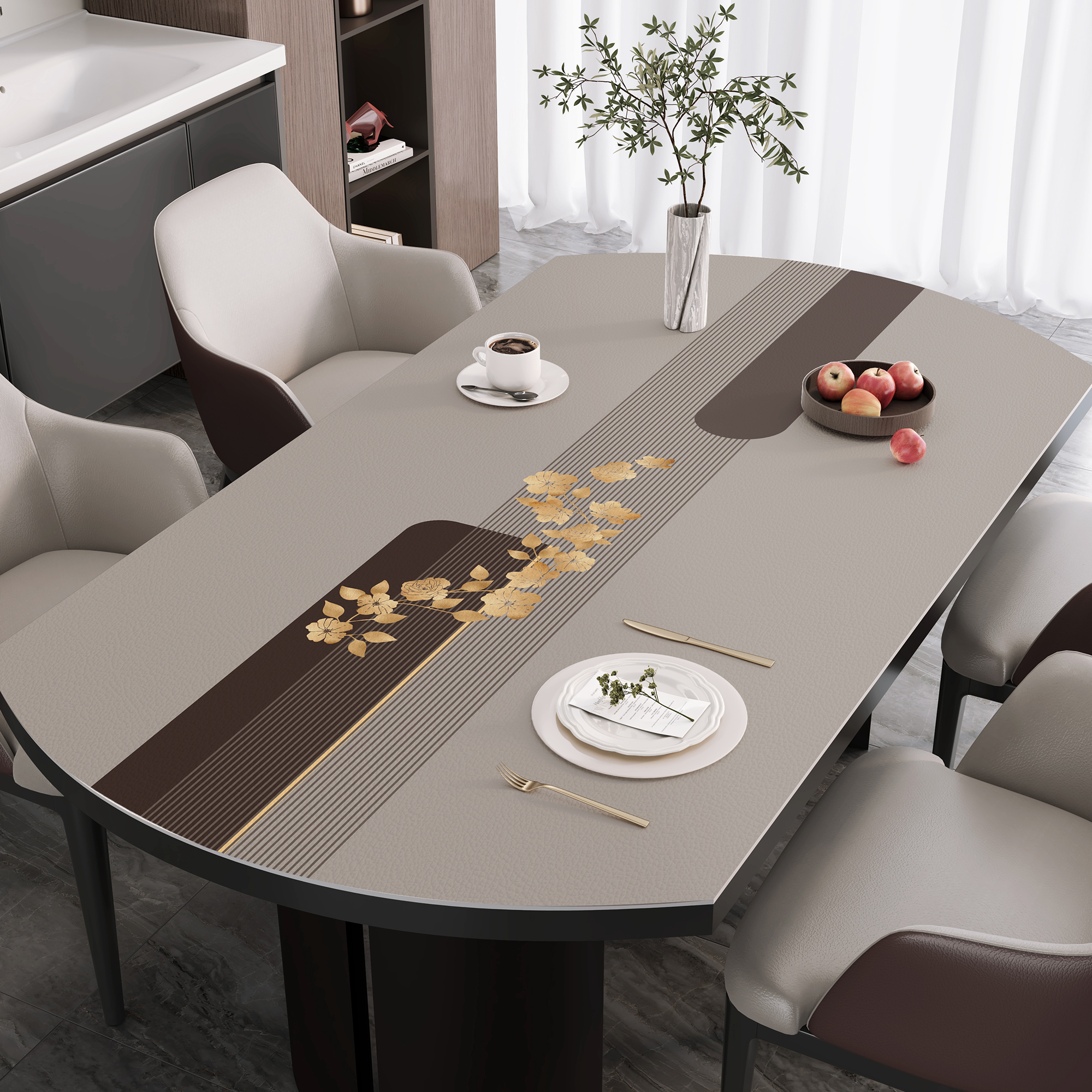 椭圆形餐桌垫2025新款轻奢高级感桌布防水防油免洗防烫台面保护垫