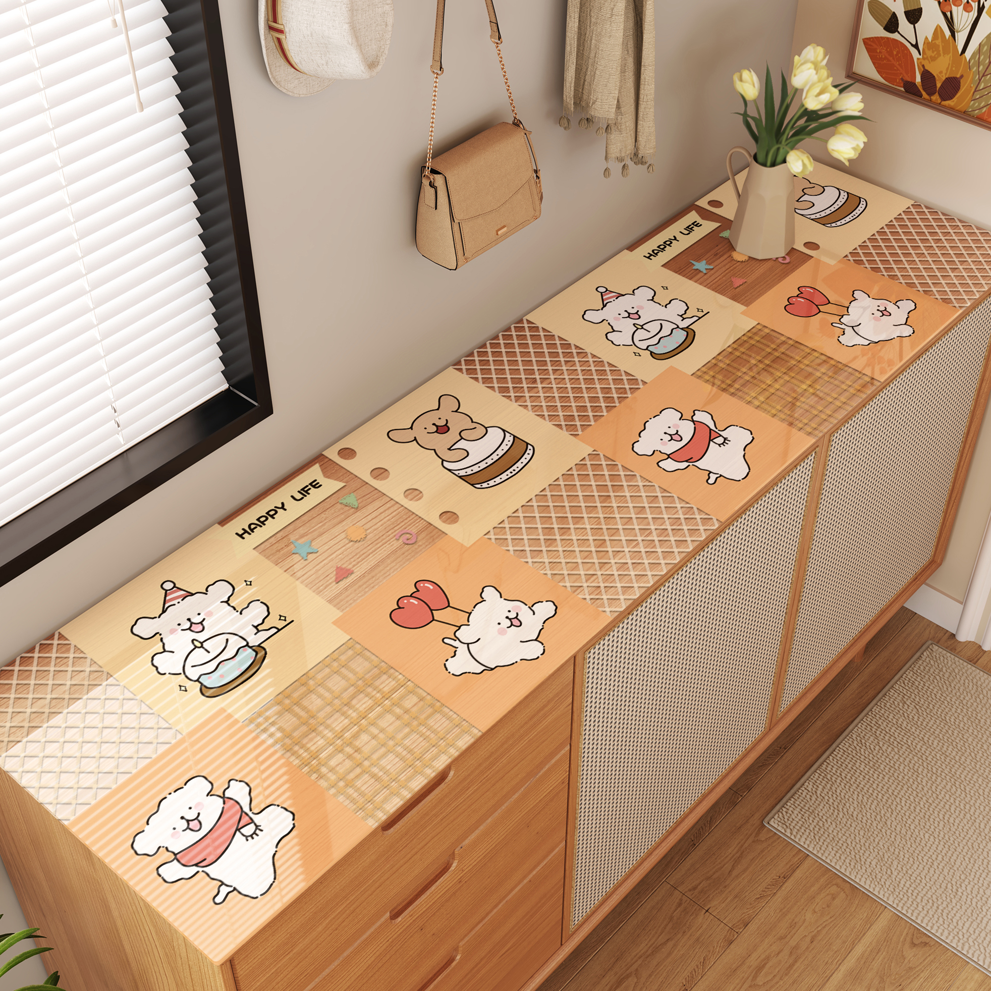 卡通鞋柜垫pvc电视柜桌布透明餐边柜桌垫桌面垫子防水台面保护垫