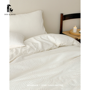 奶油风纯棉全棉被套床品四件套 Duck高级轻奢提花白色法式 Dog