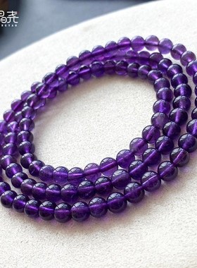 天然紫水晶108颗佛珠手链6mm多圈手串项链两用款多圈紫晶手串情侣