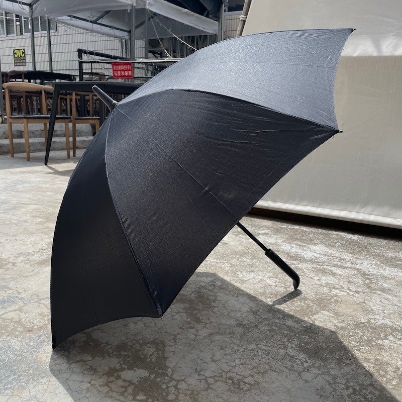 绅士气质流线型直柄全纤维伞架素色商务黑色长款防滑半自动雨伞