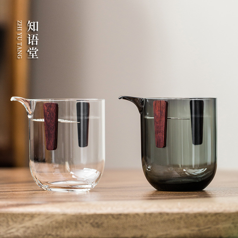 茶漏一体公道杯玻璃高档分茶器可拆卸月牙过滤网茶水分离泡茶公杯