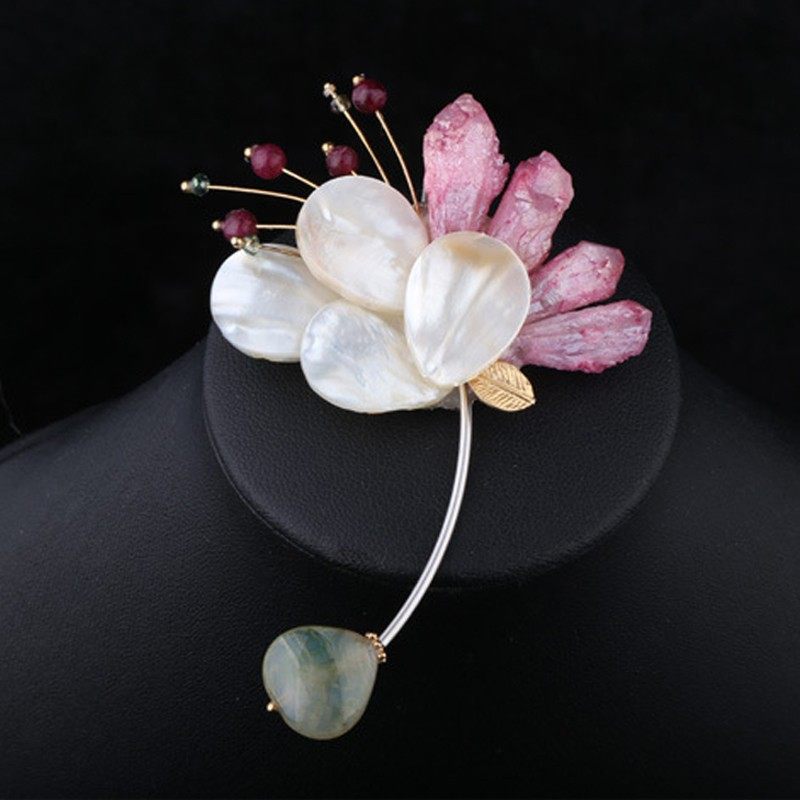 原矿粉晶珍珠水晶l胸针女韩国高档奢华复古时尚胸花别针配饰披肩,饰品/流行首饰/时尚饰品新,胸针,淘宝优惠券,粉丝福利购,淘宝优惠卷