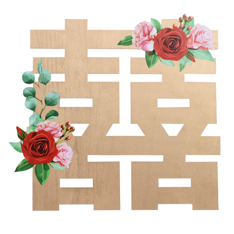 婚礼logo牌挂牌定制名字牌背景板森系婚礼标志花环木质