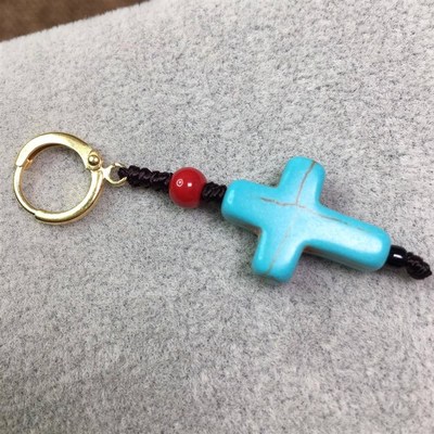 绿松石十字架耳钉男女潮个性气质耳D夹无耳洞耳坠街头创意情侣耳