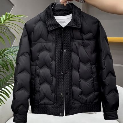 麦穗拼接羽绒服i男款秋冬季2024新款潮衬衫式夹克男士外套轻薄冬