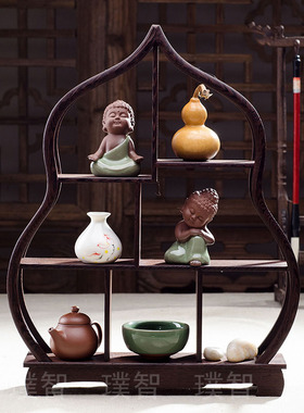 新中式博古架摆件工艺品室内装饰品家居办公室电视柜沙弥小和尚