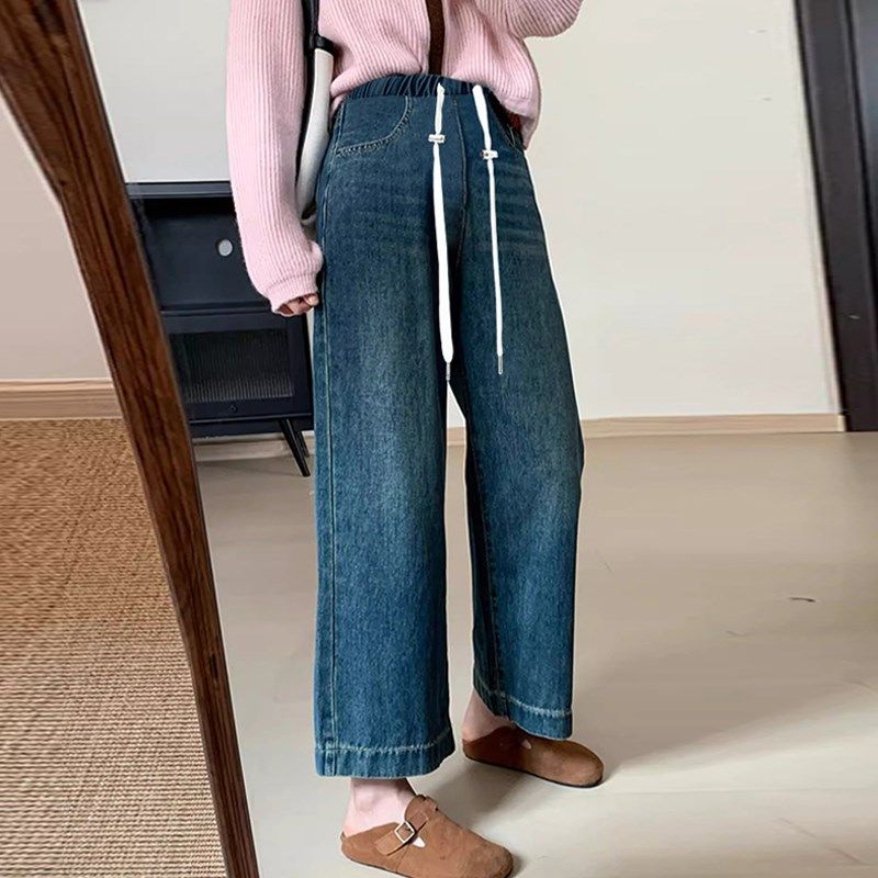 孕妇裤子秋季外穿抽绳无托腹阔腿牛仔裤宽松直筒显瘦九分裤春秋款,孕妇装/孕产妇用品/营养,孕妇休闲裤,淘宝优惠券,粉丝福利购,淘宝优惠卷