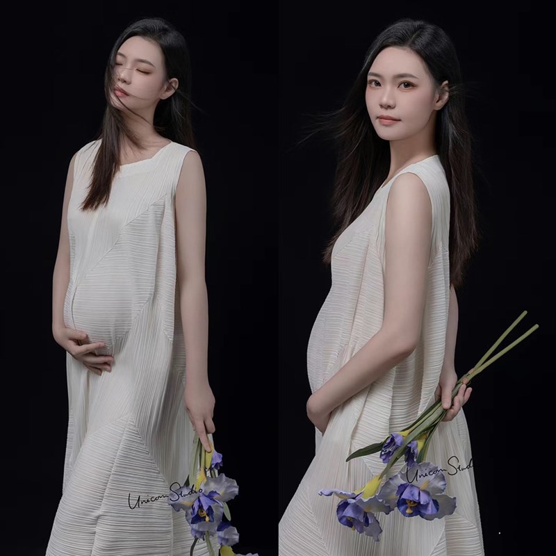 影楼新款孕妇拍照服装小清新甜美孕妈咪慵懒风居家拍高级写真服装