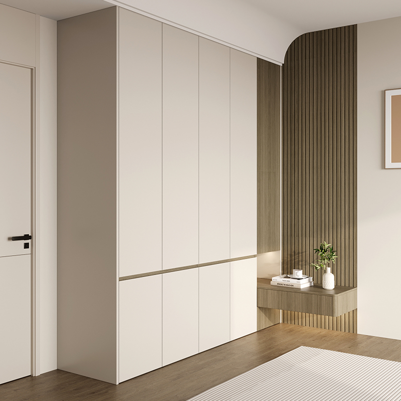 芦花精板现代简约衣柜收纳家用卧室大容量定制推拉门带转角床头柜
