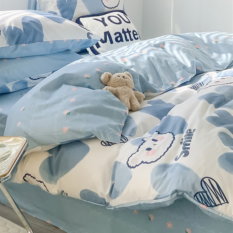床上用品可爱全棉儿童被套床v单三件套宿舍纯棉100卡通四件套春秋