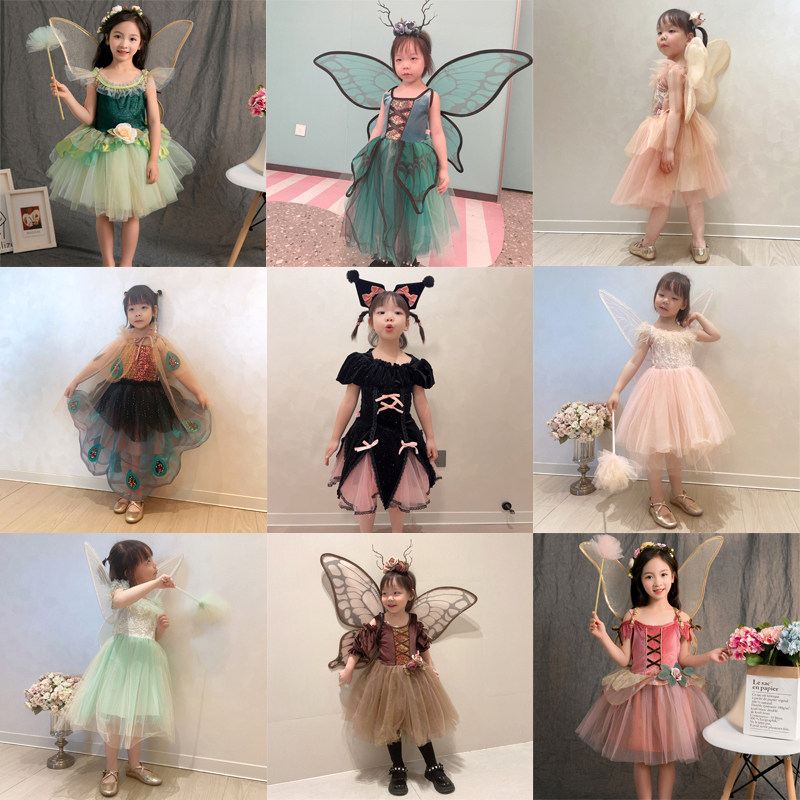 六一儿童演出服女童公主蓬蓬裙cosplay小精灵蝴蝶花仙子表演服装