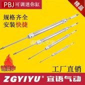 双轴行程可调型不锈钢笔形气缸 25X50X75X100带磁 PBJ10