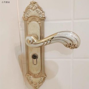 卧室门锁室内静音房门分体锁黑色卫生间实木门把手家用通用型锁.