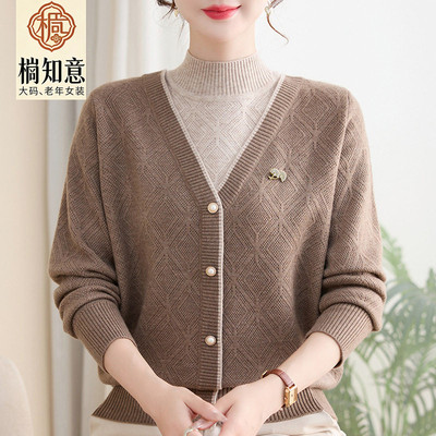 高端大气上档次加绒妈妈针织衫