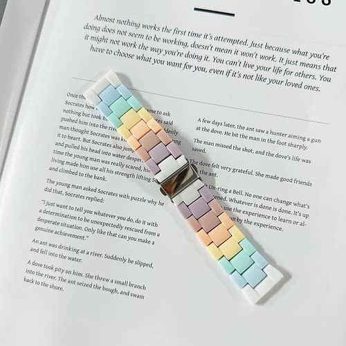 适用荣耀亲选Rossini 2i表带糖果彩虹新款三株腕带小众可调节表链