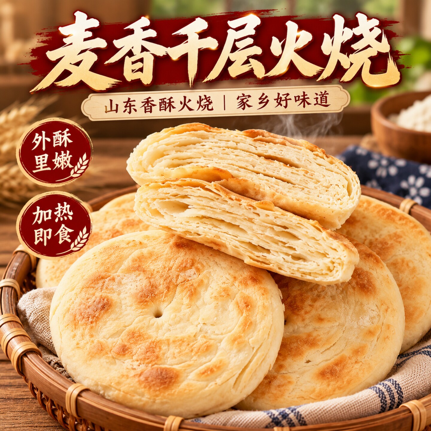 【香酥可口】椒盐火烧懒人早餐方便速食传统正宗手工烧饼香酥咸香