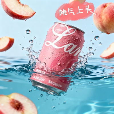 【无糖】蜜桃味汽水320ml火锅烧烤解腻果味浓郁0卡气泡水碳酸饮料
