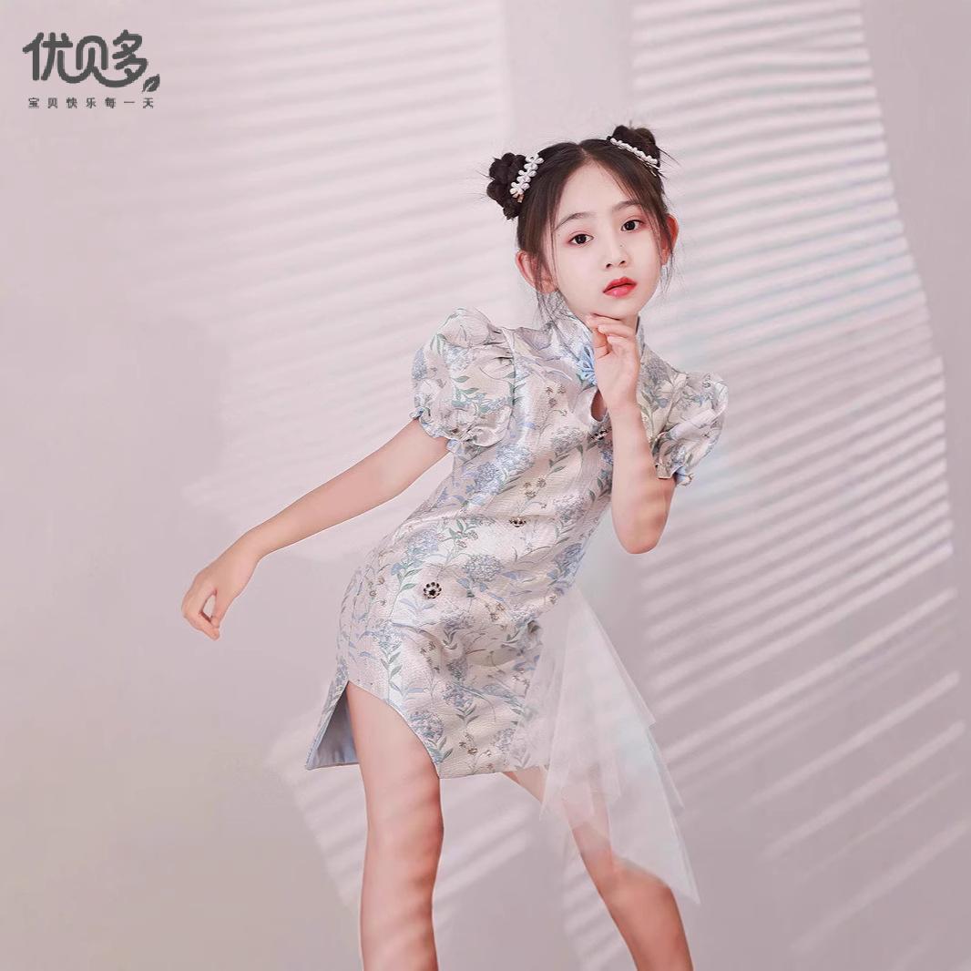 儿童礼服夏季唐装女童旗袍国潮改良2025新款儿童走秀模特T台演出