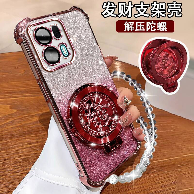 适用OPPOK15pro新款手机壳PMH110高级女软壳k15pro +国潮PMG110磁吸陀螺支架K15pro镜头膜全包防摔闪粉保护套