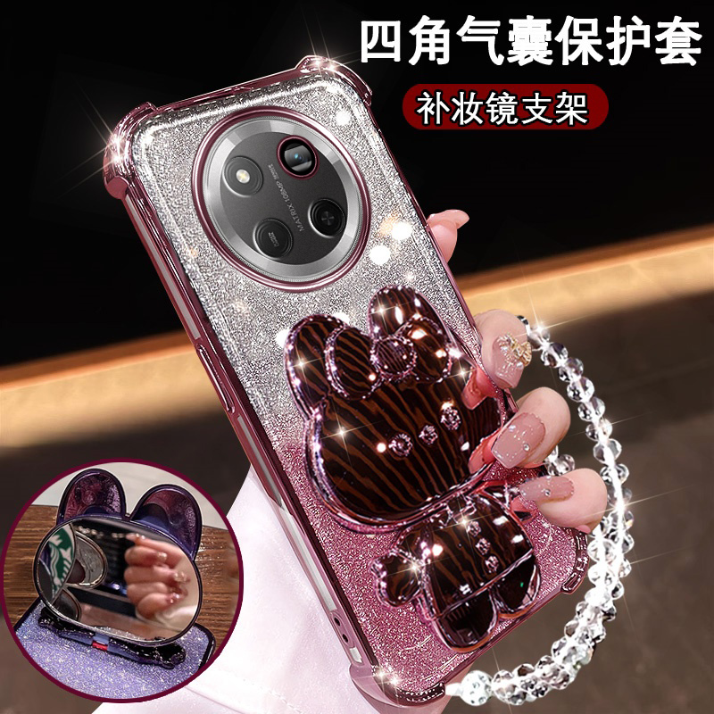 华为荣耀x60pro新款手机壳X60高颜值镜子支架HonorX60可爱网红女BRC-AN00四角防摔保护套BRPAN00全包镜头软壳