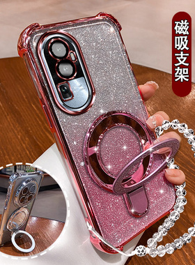 适用oppoReno10手机壳轻奢高档Reno10PRO闪粉磁吸支架RENO10PRO+全包镜头膜防摔opρoreno10保护套opρo10por