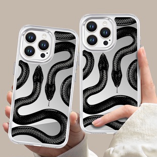 手機殼蘋果16華為pura70黑蛇iPhone15promax小米14蛇mate60圖案vivo明星OPPO黑蛇王13喻言40周邊12 盧靖姍同款