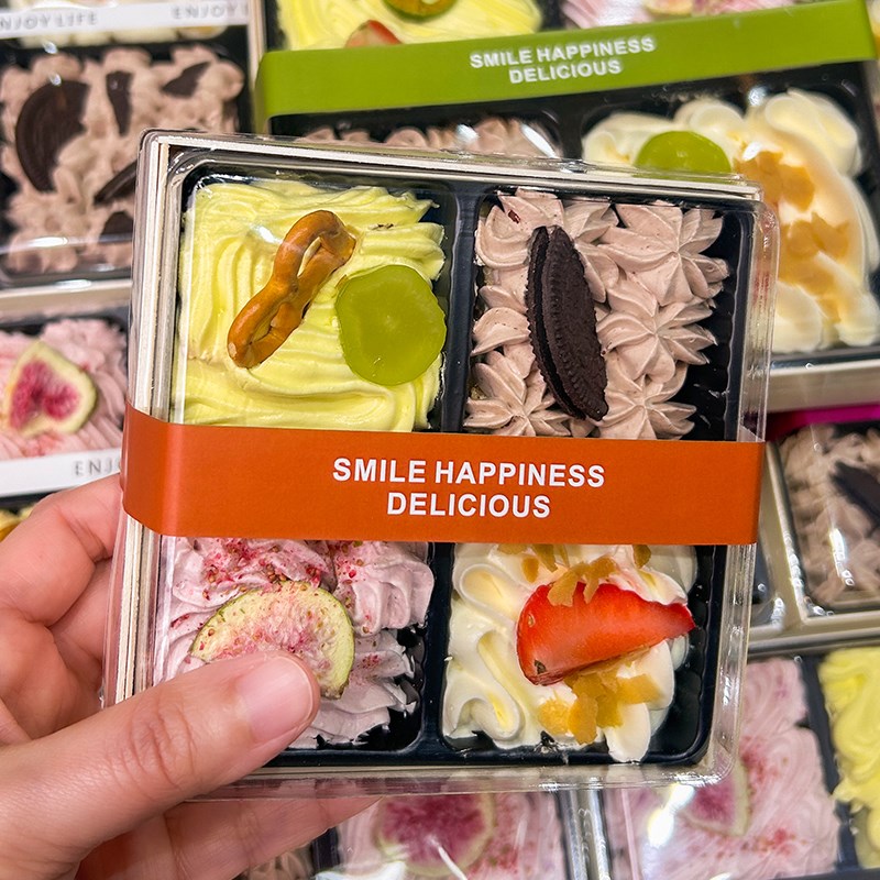 女神节四拼欢喜蛋糕盒水果奶油甜品包装盒子一次性打包西点雪媚娘