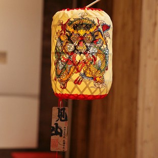 非遗手工艺品手工竹编竹篓龙虎麒麟神兽复古风悬挂商场布置宫灯笼