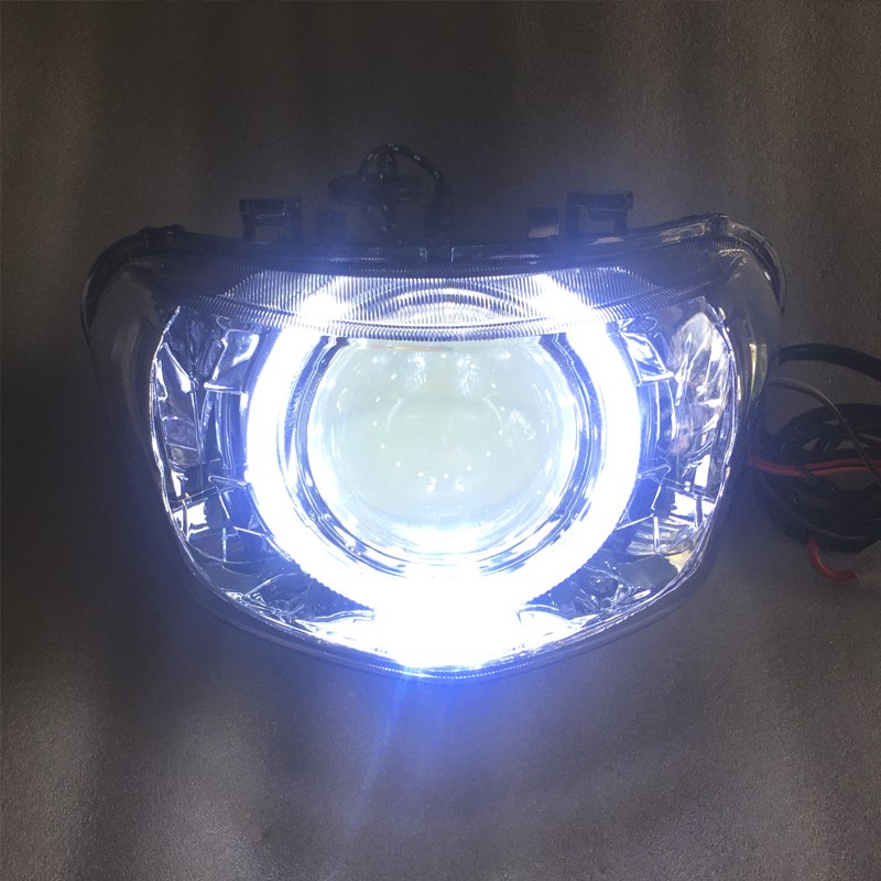 巧格I125摩托车大灯LED激光透镜75WAPP蜂窝车灯总成带罩高亮海5