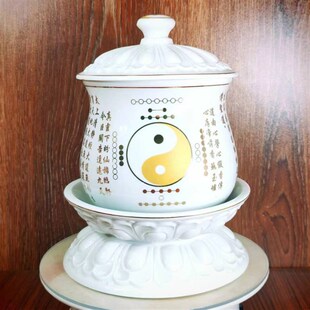 道家水杯特大号j三清茶杯清净净描金贡杯太极八卦陶瓷杯坛桌摆件