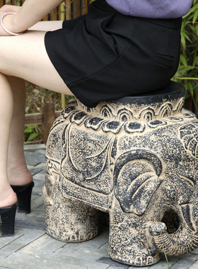 大象换鞋凳招财创意客厅大象凳子中式乔迁礼品落地摆件坐凳花盆墩
