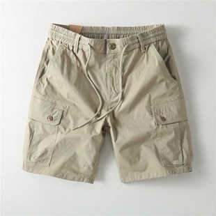 短裤 纯棉百搭工装 抽绳男士 质感潮流直筒多口袋中裤 夏季 五分裤 薄款